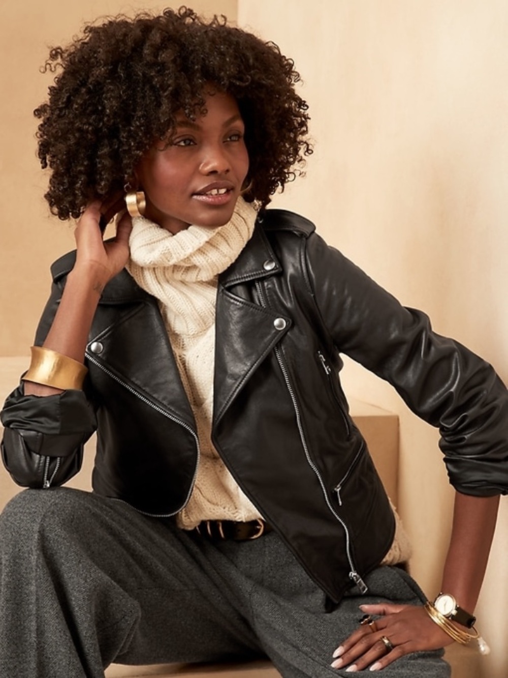 Banana Republic Classic Black Leather Moto Jacket